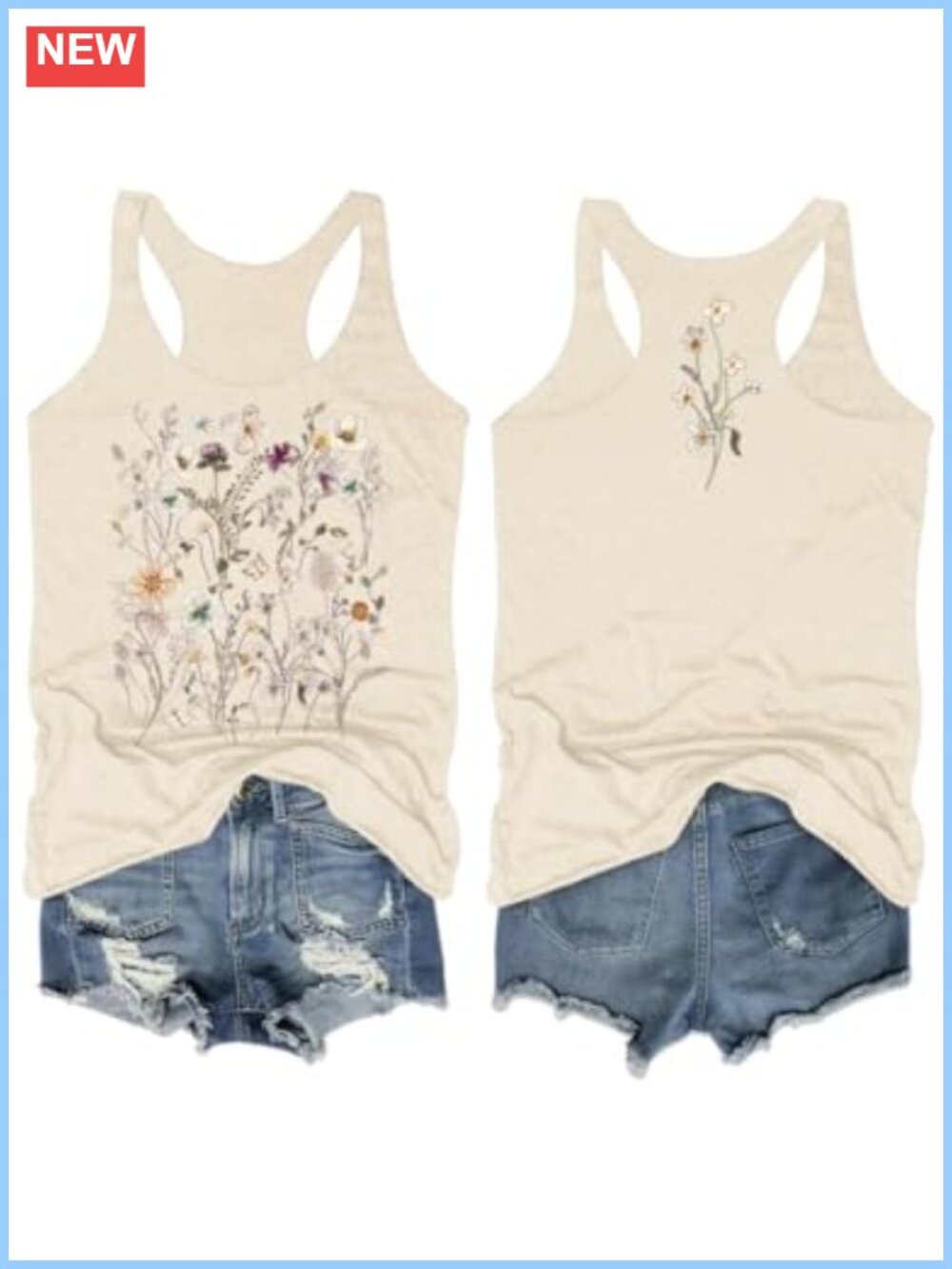 MHTOR Wild Sunflower Racerback Tank Top Sleeveless Workout Casual Summer Cute